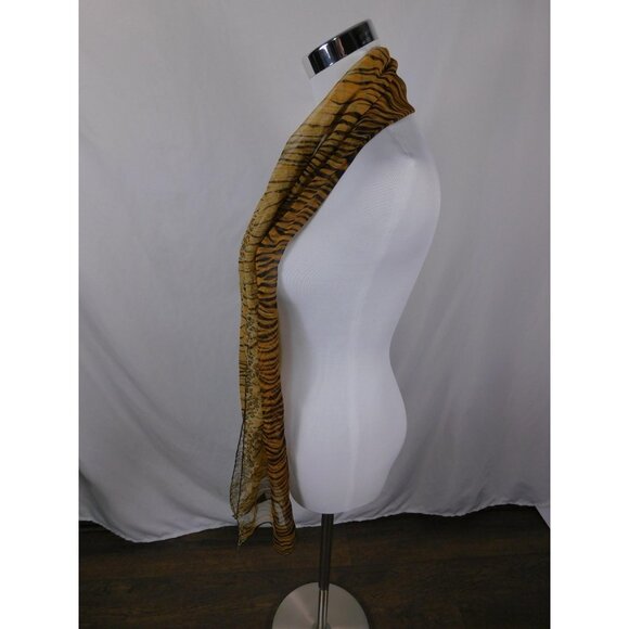 Yellow Black Tiger Leopard Sheer Scarf Boho OS - Picture 6 of 10